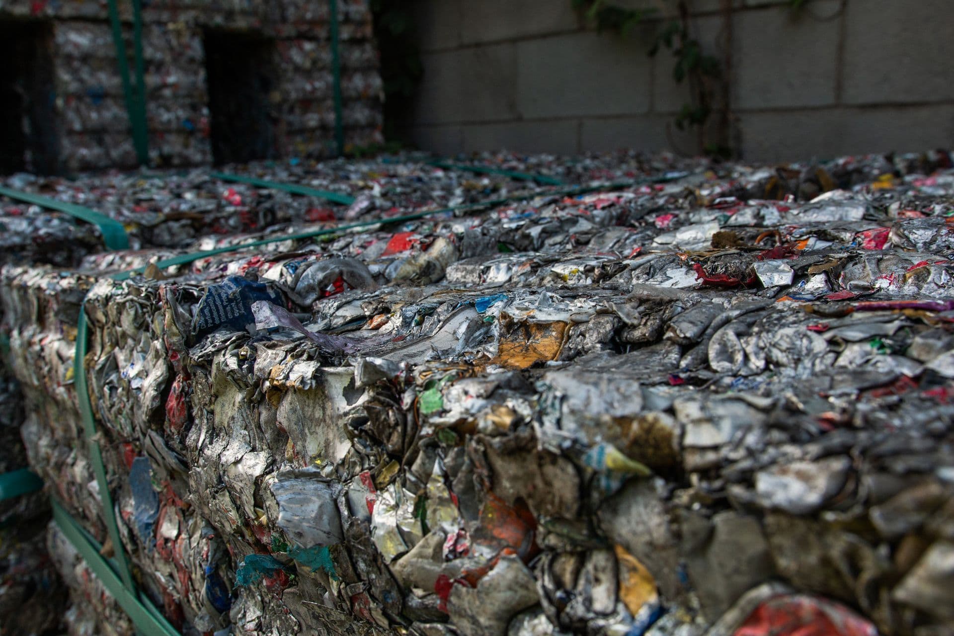 Bales of compressed aluminium cans